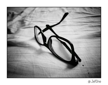 High angle view of eyeglasses on table