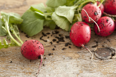 Close-up of strawberries on table