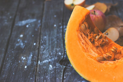 Close-up of pumpkin on table