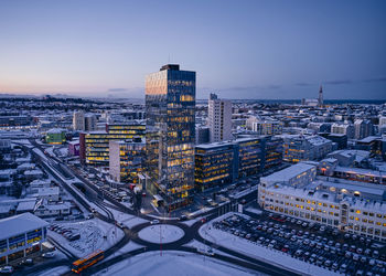Modern city in winter morning