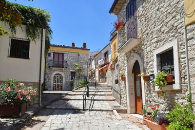 A narrow street  of pietrelcina, a mountain town in the province of benevento, italy.