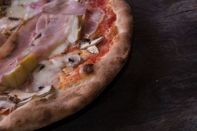 Close-up of pizza on table