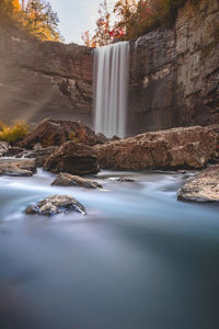 Scenic view of waterfall