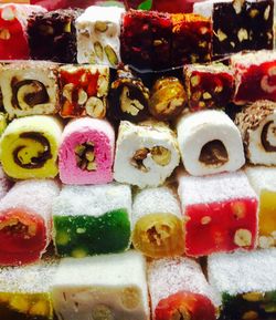 Close-up of multi colored candies for sale