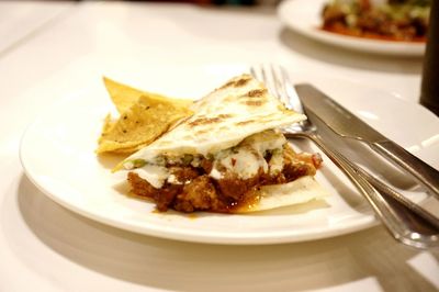 Close-up of meal served in plate