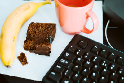 Close-up of coffee served on table
