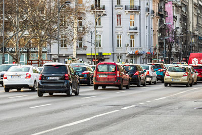 Traffic on road in city