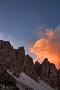 Scenic view of mountains against sky during sunset - dolomiti italy - summer