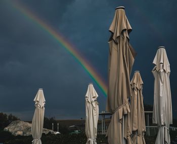 Low angle view of rainbow against sky