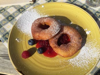 High angle view of dessert