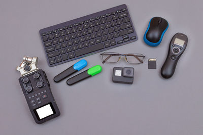 High angle view of computer keyboard on table