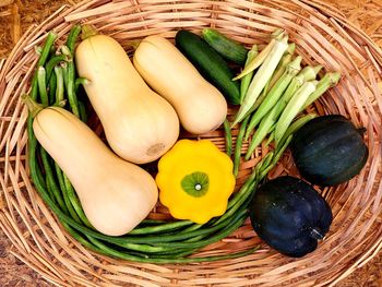 High angle view of vegetables in basket