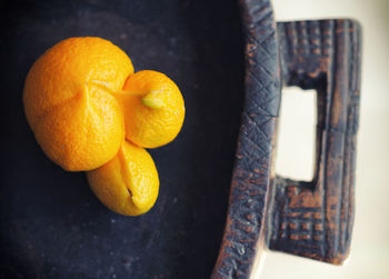 High angle view of orange on table