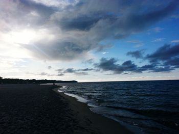 Scenic view of sea against cloudy sky