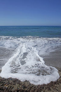 Scenic view of sea against clear sky