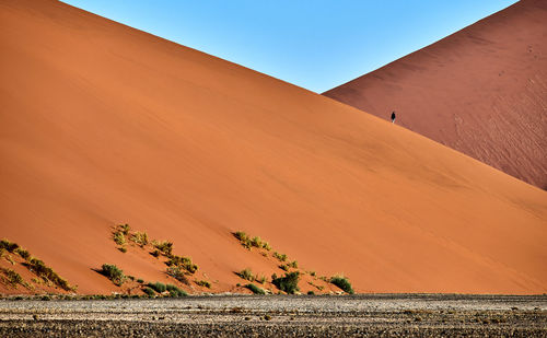 View of desert against clear sky