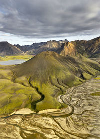 Overcast sky over volcanic terrain