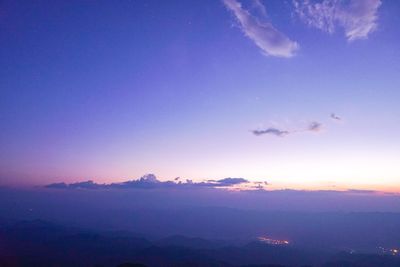 Scenic view of mountains against sky during sunset