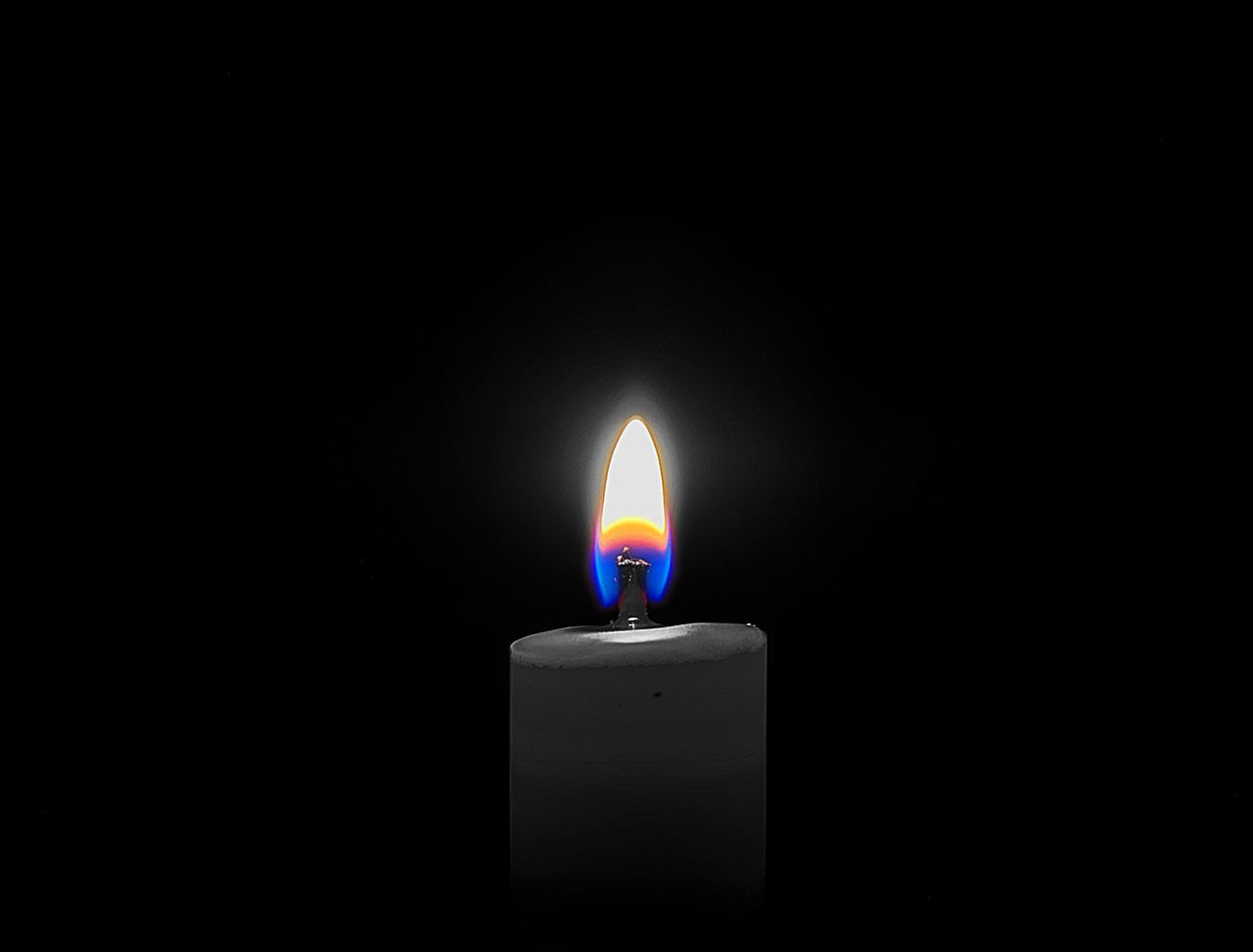 flame, fire, burning, fire - natural phenomenon, heat - temperature, illuminated, candle, copy space, studio shot, glowing, indoors, black background, dark, darkroom, close-up, domestic room, no people, nature, cut out, lighting equipment, melting, luminosity