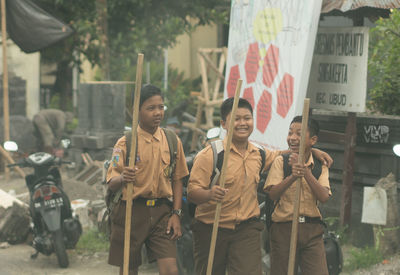 People on street in city