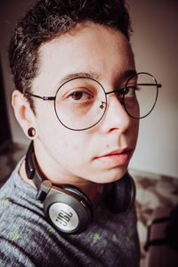 Portrait of boy wearing eyeglasses