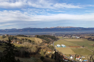 High angle view of landscape against sky