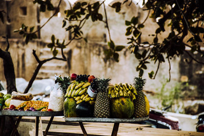 Various fruits for sale at market stall