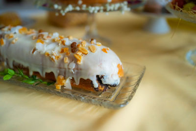 Close-up of cake on table