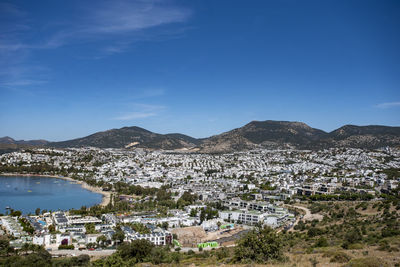 High angle view of townscape against sky