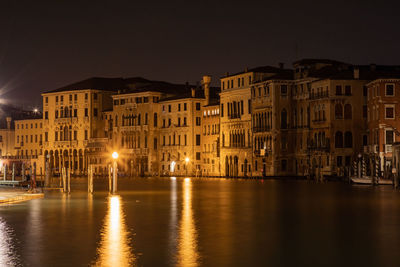 View of buildings at night