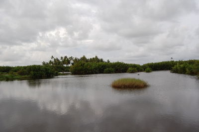 Scenic view of lake against sky