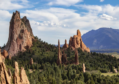 Panoramic view of rock formations against sky