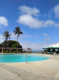 Scenic view of swimming pool against sky