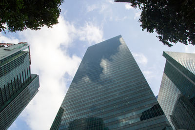 Low angle view of modern buildings against sky