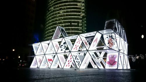 Low angle view of illuminated building