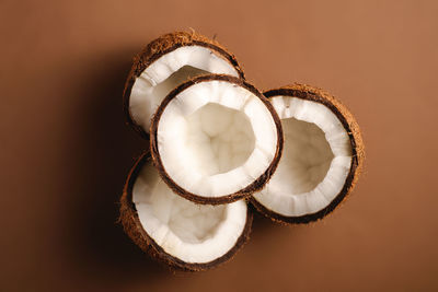 High angle view of banana on white table