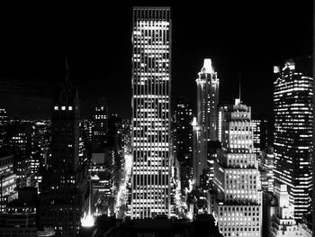 City lit up at night
