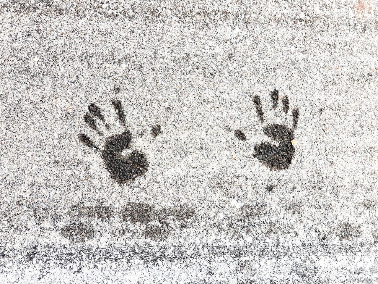 HIGH ANGLE VIEW OF FOOTPRINTS ON SNOW ON FIELD