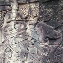 Close-up of carving on wall