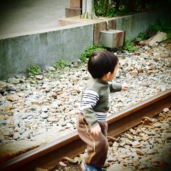 Rear view of boy