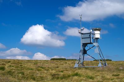 Meteorological station against the blue sky