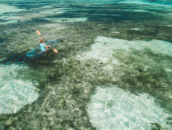 High angle view of man in sea