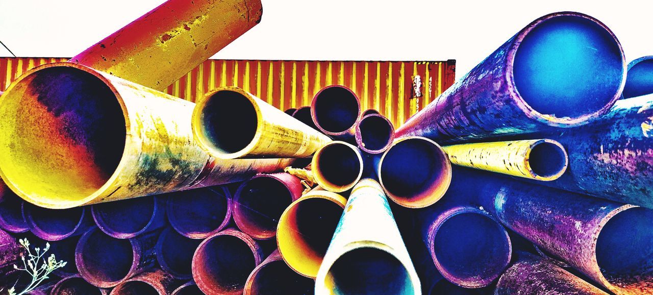 pipe, multi colored, no people, large group of objects, pipe - tube, musical instrument, variation, close-up, woodwind instrument