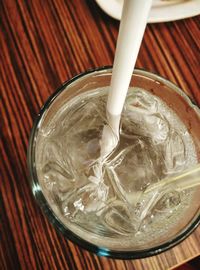 High angle view of drink in glass