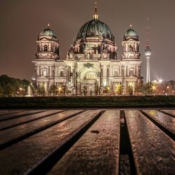 View of cathedral at night