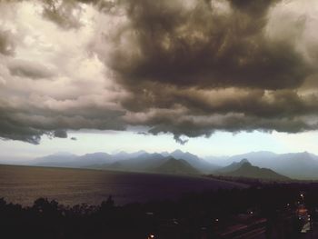 Scenic view of landscape against cloudy sky