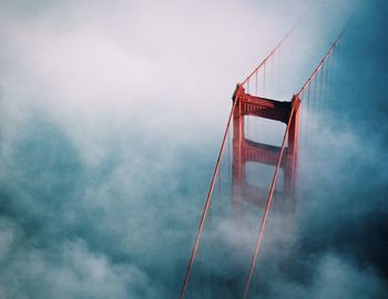 High angle view of bridge in clouds 