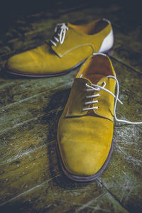 High angle view of shoes on table