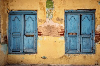 Closed door of old building