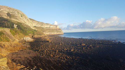 Scenic view of sea against clear sky